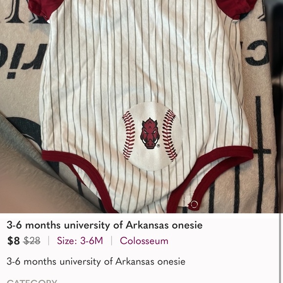 3-6 month university of Arkansas onesie - Picture 2 of 2